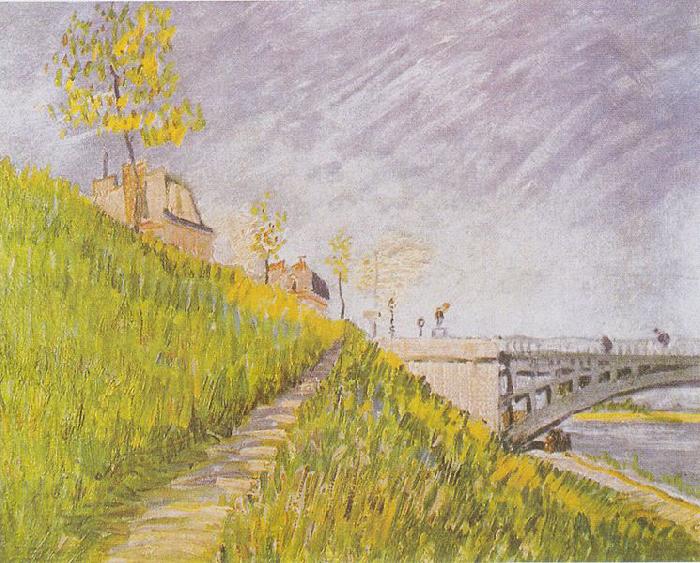 Vincent Van Gogh Seine-shore at the Pont de Clichy Sweden oil painting art